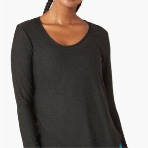 BEYOND YOGA Spacedye Charcoal Grey Black Long Sleeve Top
